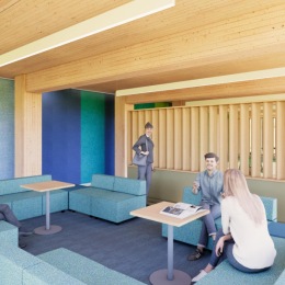 a group of people sitting in a room